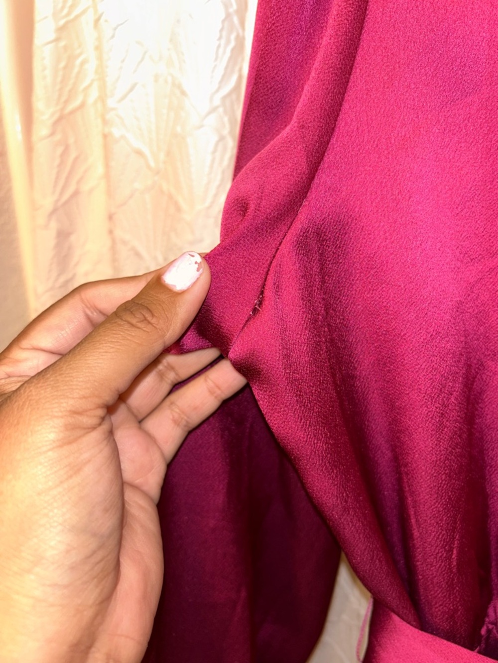 Shoe Dazzle Satin Wrap Midi Dress in Hot Pink - Picture 6 of 6